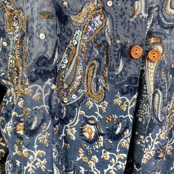 VINTAGE JA RESORT 100% RAYON FOUR-PIECE PANT SET, PAISLEY PRINT SIZE S - Picture 9 of 13